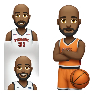 A bald Black basketball player with a beard and goatee in LOVE! sticker