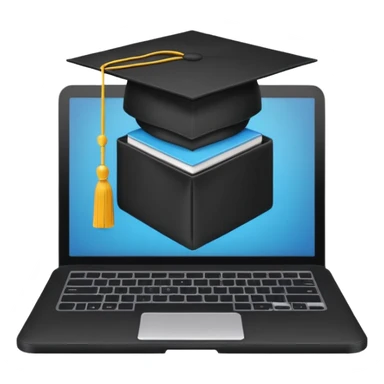 open laptop with graduation cap above it sticker