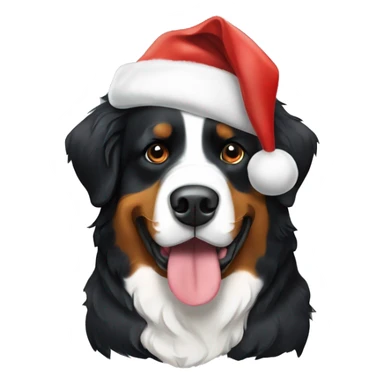 Bernese mountain dog with Santa hat sticker