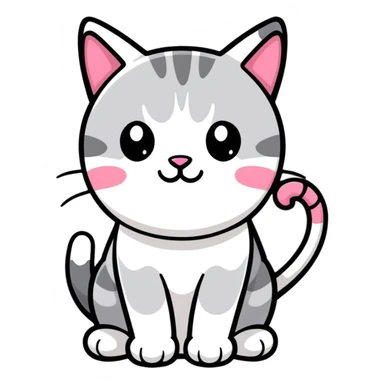 Grey and white kitty with pink nose  sticker