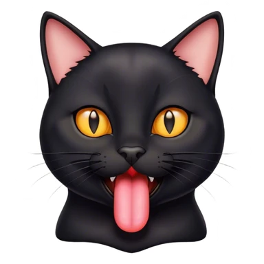 Black cat sticking a little bit of tongue out  sticker