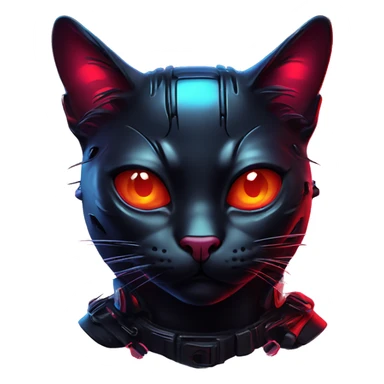 cool looking black midnight cat red neon cyberpunk ecstasy sticker