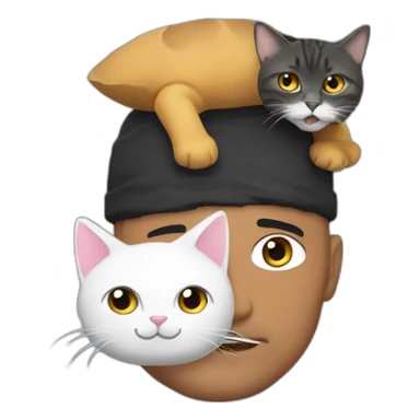 the rock with a cat on his head sticker