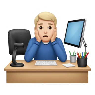 A white man sits at his desk in shock. sticker