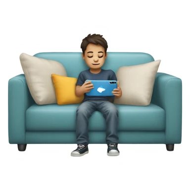 Un niño en el sofá, jugando con el móvil ￼ sticker