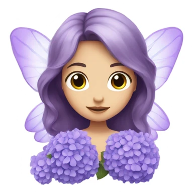 Hydrangea, girl, long hair, purple, fairy, big wings sticker