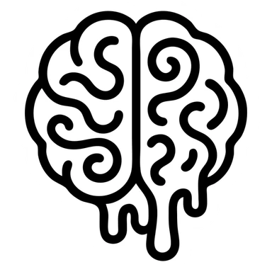 icon of brainrot as a stylized brain with swirling or melting elements, simple and bold, suitable for an app icon sticker