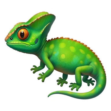 please create an animated color changing emoji that can be used as favicon . the default colour must be green and then its colour must change. the chemeleon should look to the left side. The chemeleon should look happy sticker