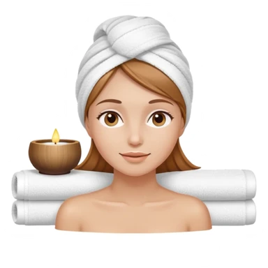 girl with light brown hair, towel on head, enjoying spa treatment sticker
