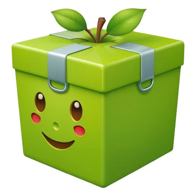 light green shipping box, apple style emoji, matching the shape and color of the reference photo sticker