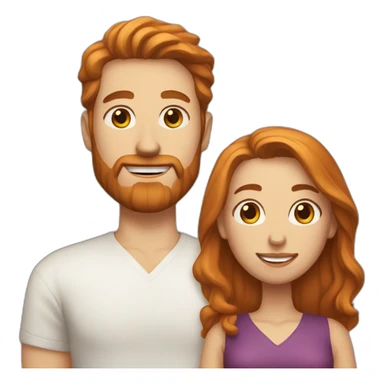 Bearded white man with very short dark hair and girlfriend with long ginger hair sticker
