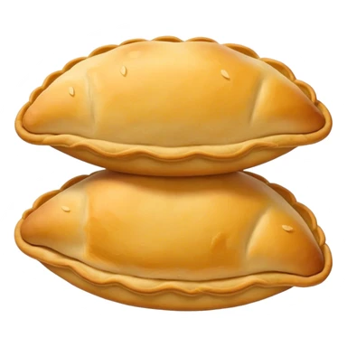 Empanadas Cinematic Realistic Empanadas Dish Emoji, depicted as crispy, golden empanadas made with cornmeal and filled with savory ingredients, rendered with rich textures and vibrant, appetizing lighting. sticker