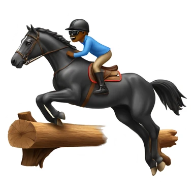 Horse jumping over a log with sunglasses sticker