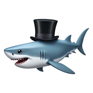 Shark with a top hat and beard sticker