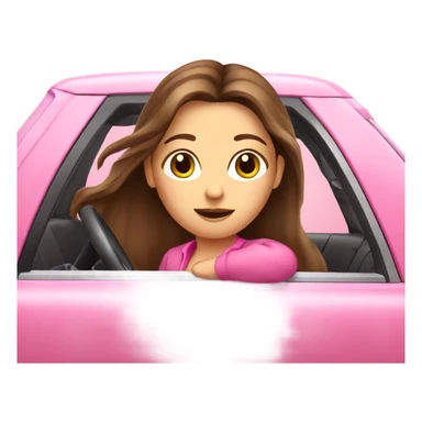 brunette-girl-long-hair-pink-car-driving sticker