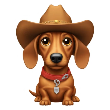 Wiener dog wearing a cowboy hat sticker