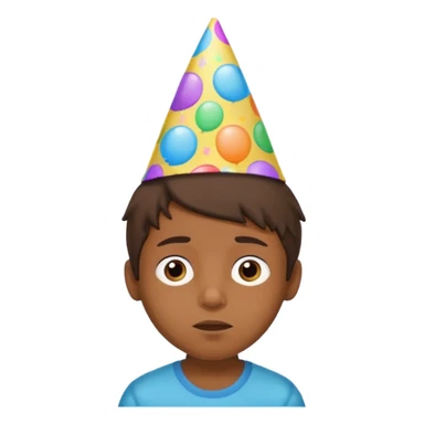 generate a pretty bratz brown skinned boy with black messy hair with a party hat. Looking sleepy sticker