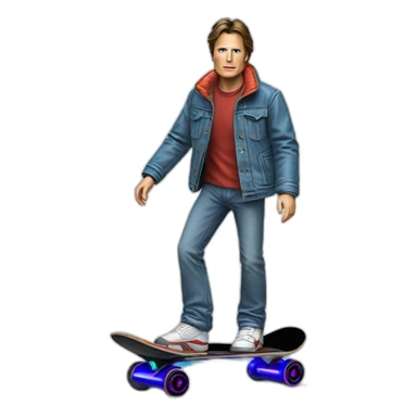 marty mcfly on a back to the future hoverboard sticker