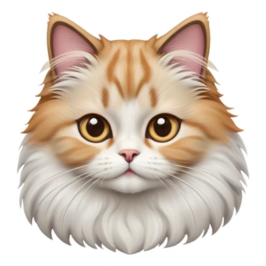 cinematic-adorable-big-eyed-fluffy-ragdoll-cat-portrait-emoji,-head-tilted-playfully-with-a-sweet-expression,-fluffy-white and grey-fur,-simplified-yet-irresistibly-cute-features-with-large,-expression, solid ginger persian cat sticker