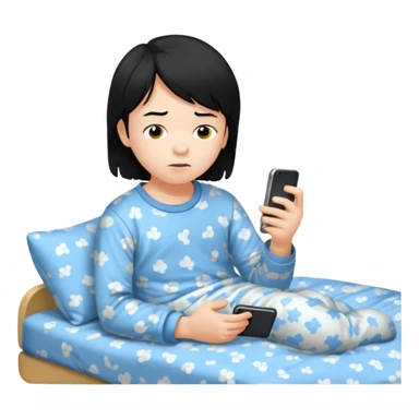 un niño de entre 3 - 10 años jugando con su celular, cansado en una habitacion apagada, el niño tiene piel blanca y cabello negro

 sticker