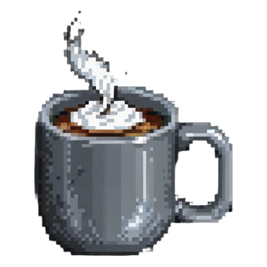Pixel art coffee mug with steam sticker