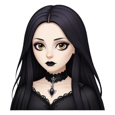 pretty long hair gothic baddie with eyeliner and brown eyes sticker