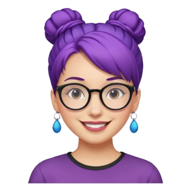 woman with purple hair bun and glasses sticker