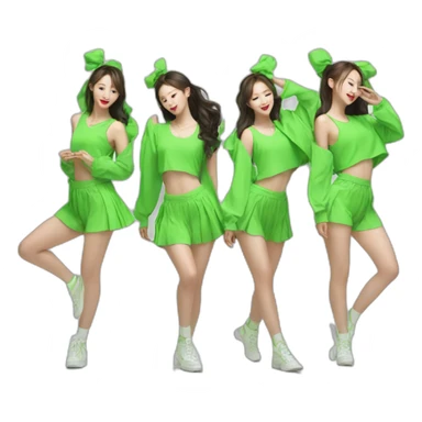 Dance-girls-kpop-team-green-clothes sticker