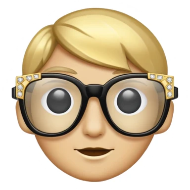 black glasses with + diamond and golden sticker