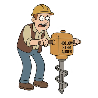 hollow stem auger drilling machine, transparent background sticker