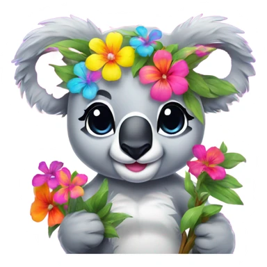 Lisa Frank koala bear with flowers sticker