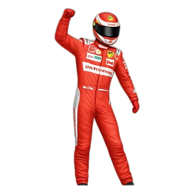 Michael Schumacher red racing suit waving sticker