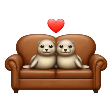 Two seals in love on a big couch sticker