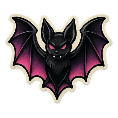 gothic bat, black and pink, retro stickers style sticker