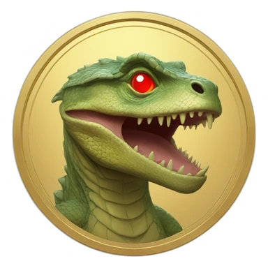 Reptilian with red laser eyes on the gold coin sticker