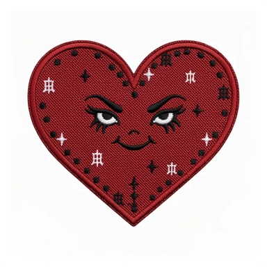 goth heart patch, cute, expressive, minimal sticker