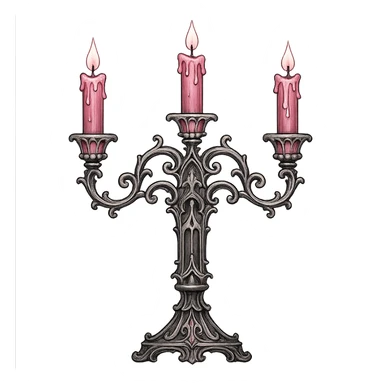 gothic candelabra, pink and silver, intricate and stylish, no background sticker