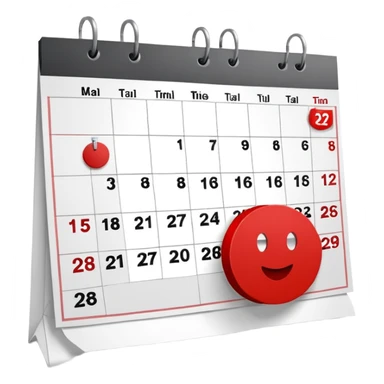 Wall calendar with red circled date sticker