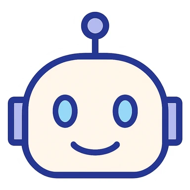 charming white robot head, glowing light blue eyes, simple design, minimalistic style sticker