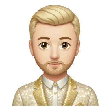 Sam Smith with blonde hair and short beard, cream sequin outfit sticker