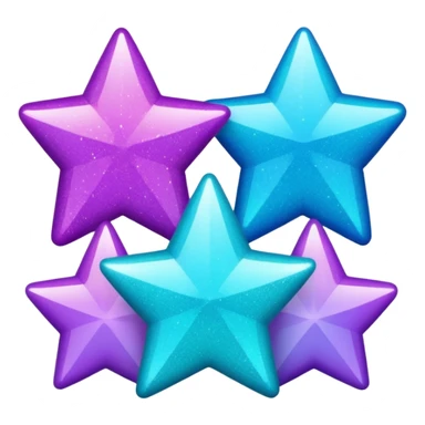 glitter purple and cian 3 stars sticker