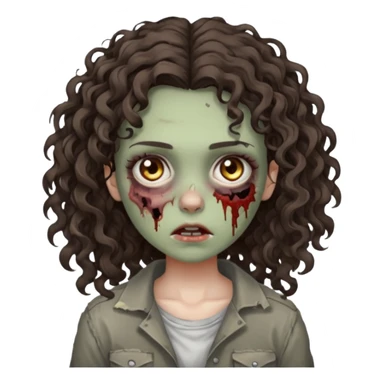 zombie brunette girl with curly, almost straight hair sticker