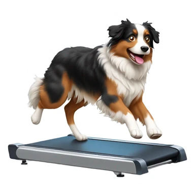 Australian Shepard running on a treadmill  sticker