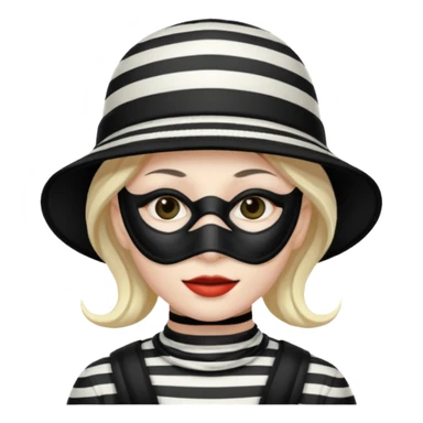 criminal emoji with striped hat and black mask sticker