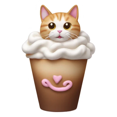 Cat made out of latte foam curled up inside of an mocha in an pink cup with a bow  sticker