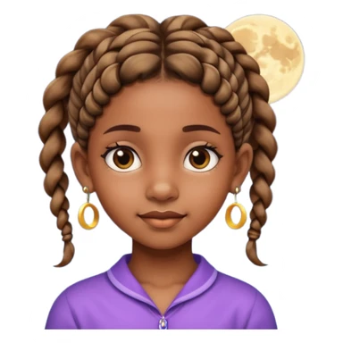 a brown skin ten year old girl with short twists  and moon earrings sticker