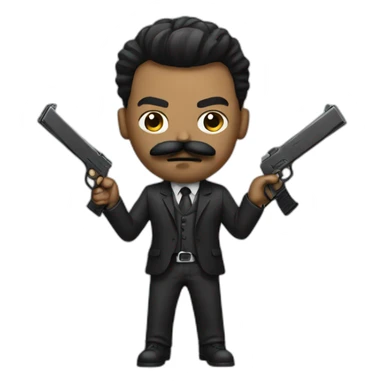 Gangster with a mustache and weapons sticker