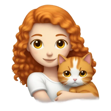 Ginger girl cuddling white black fluffy cat  sticker