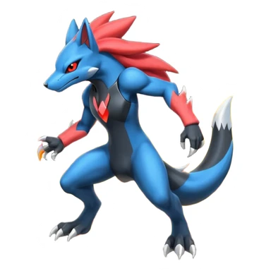 Edgy futuristic Zoroark-Salandit-Lucario-fusion sticker