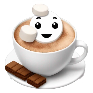 Hot cacao with  marshmallows in white cup sticker